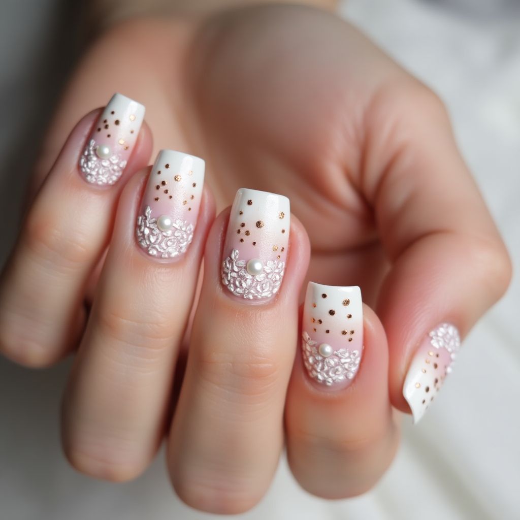Wedding Dotting Nail Design
