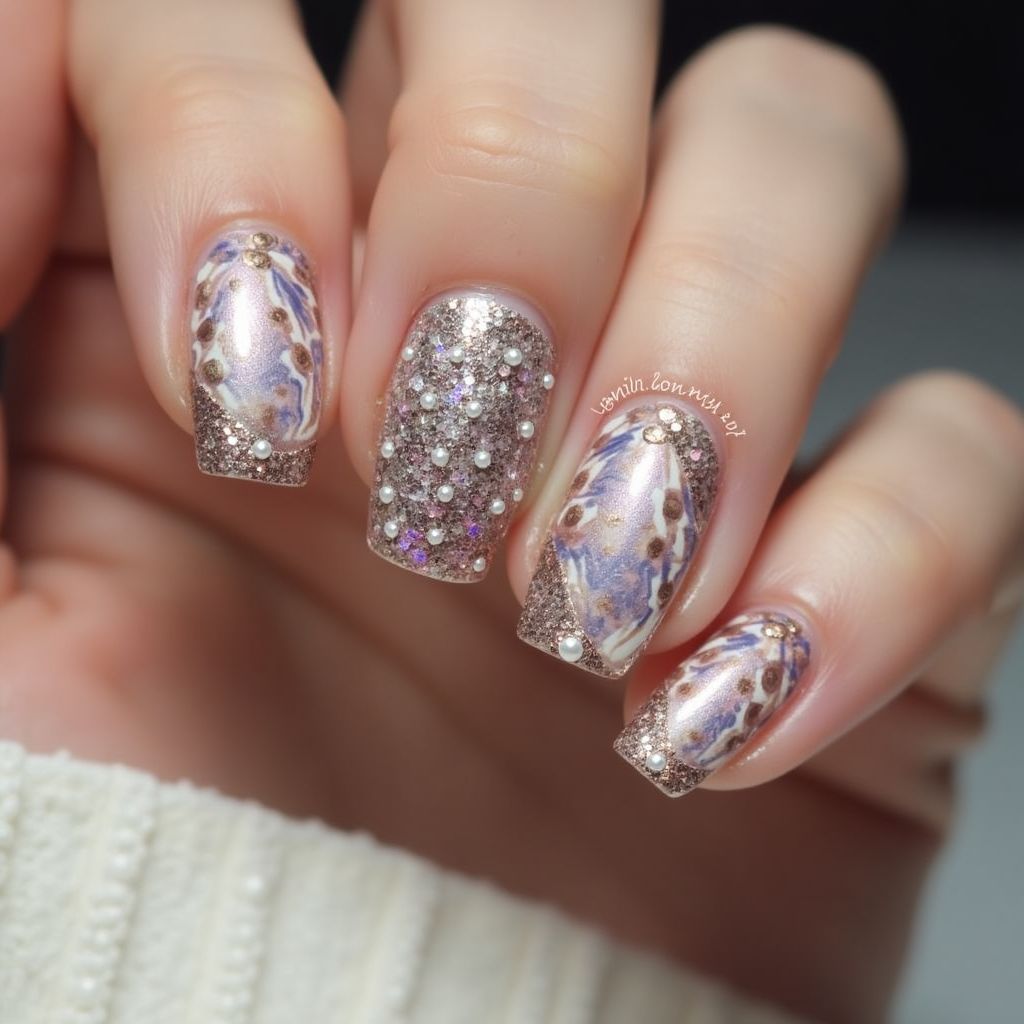 Prom Freehand Art Nail Design