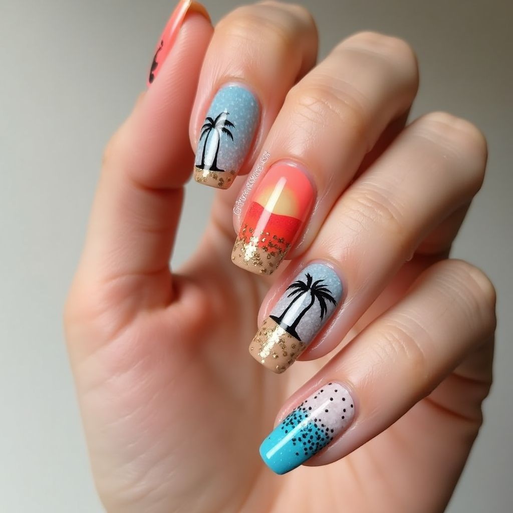Vacation Dotting Nail Design