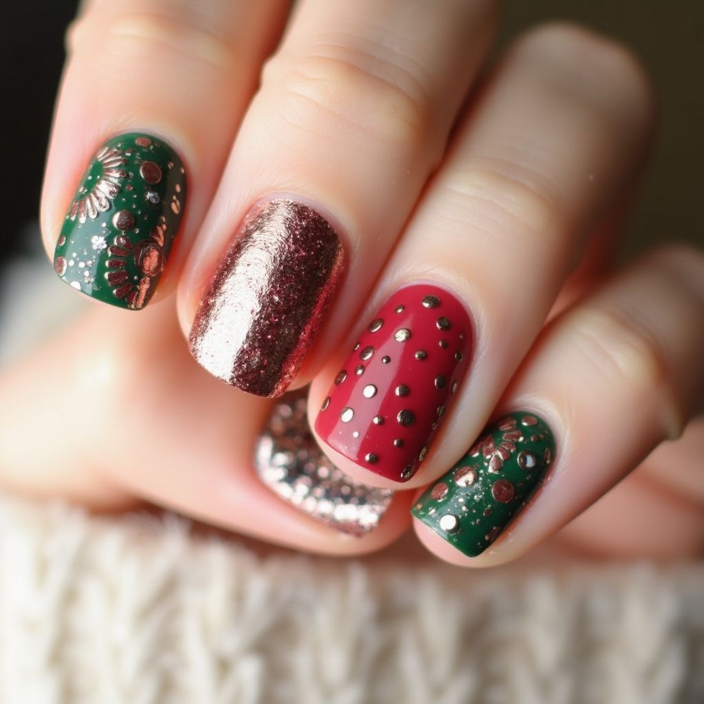 Holiday Dotting Nail Design