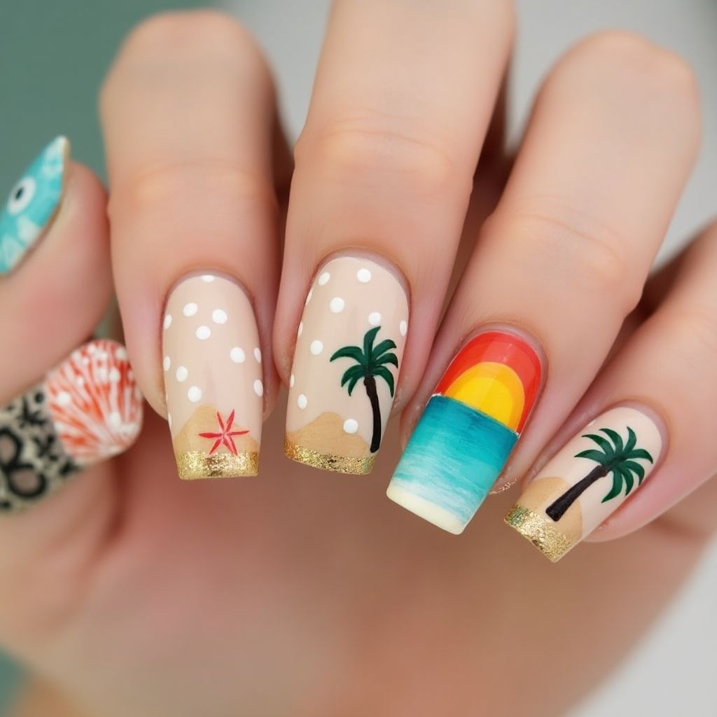 Beach Dotting Nail Design