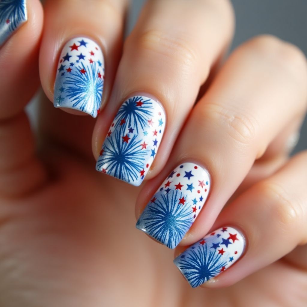 Independence Day Freehand Art Nail Design