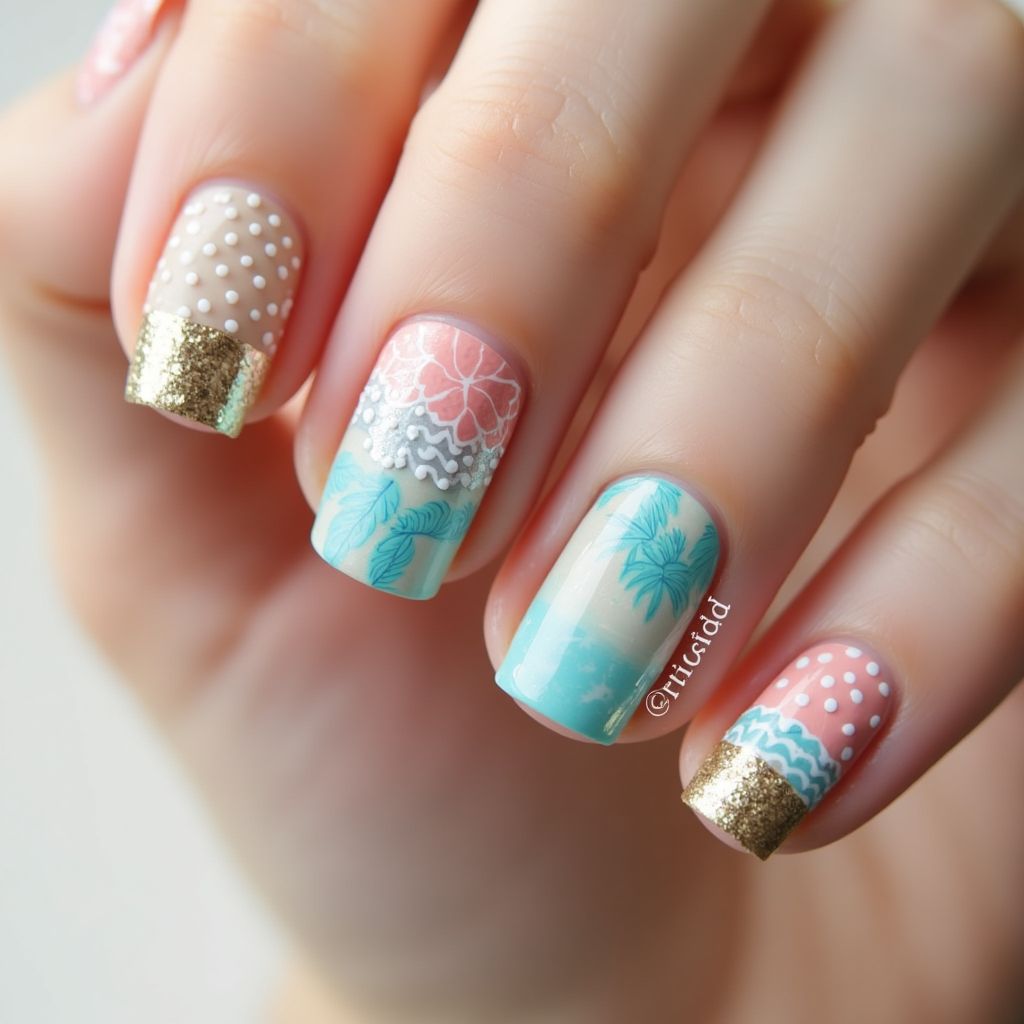 Beach Dotting Nail Design