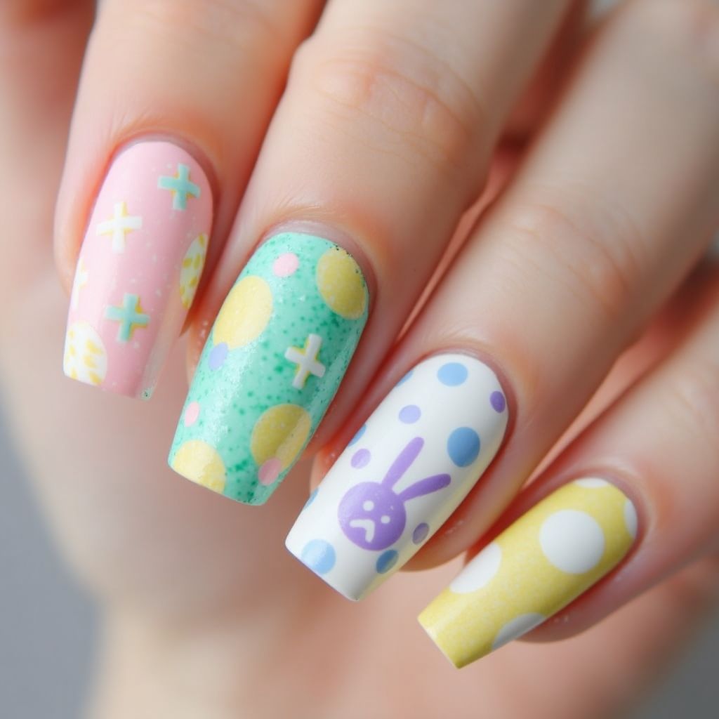 Easter Dotting Nail Design