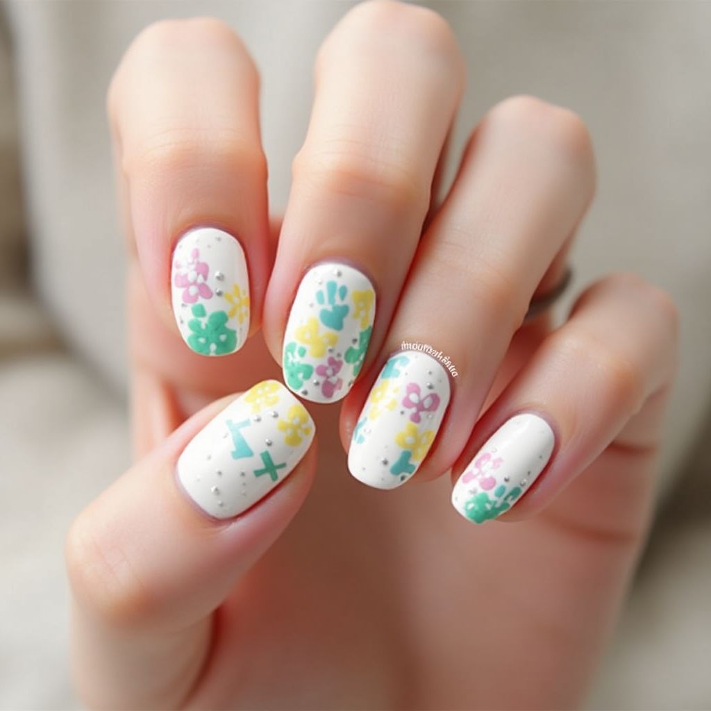 Easter Dotting Nail Design