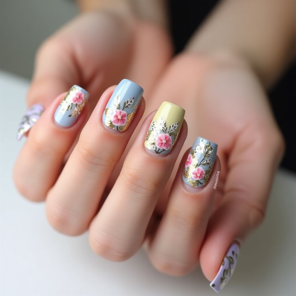 Mother's day Freehand art Nail Design