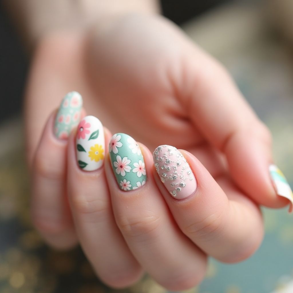 Easter Freehand Art Nail Design