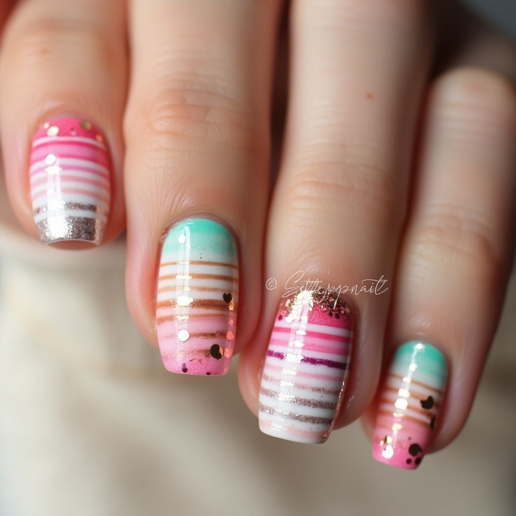 Celebration Stripes And Lines Nail Design