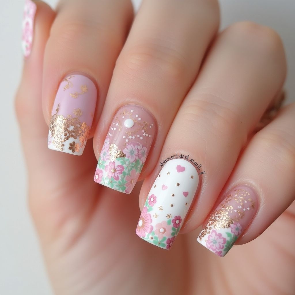 Mother's Day Dotting Nail Design