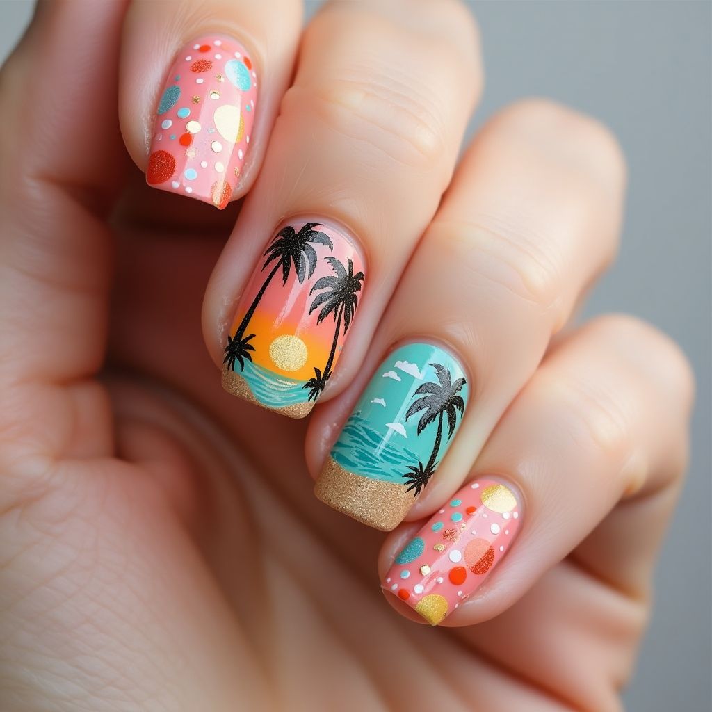 Vacation Dotting Nail Design