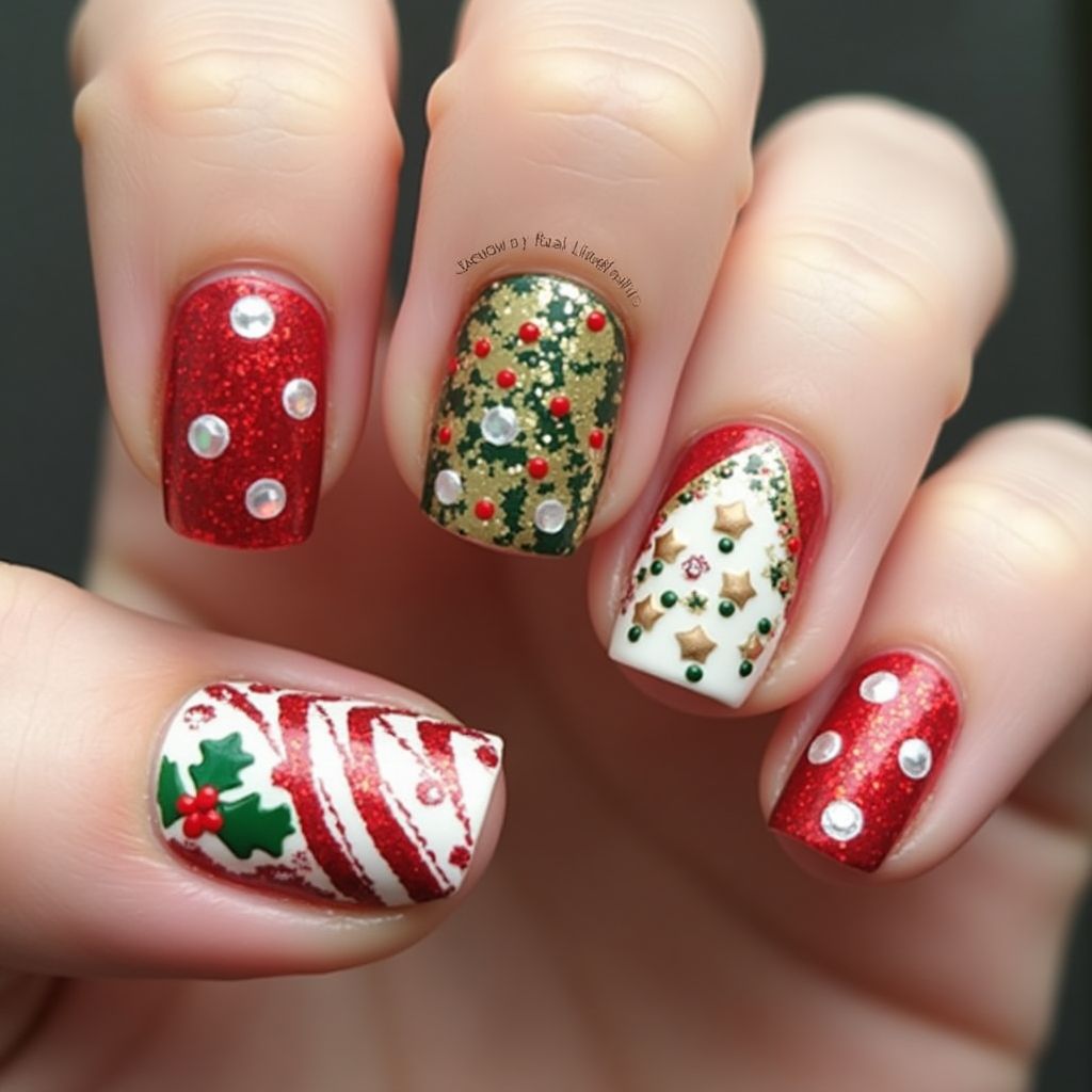 Christmas Dotting Nail Design