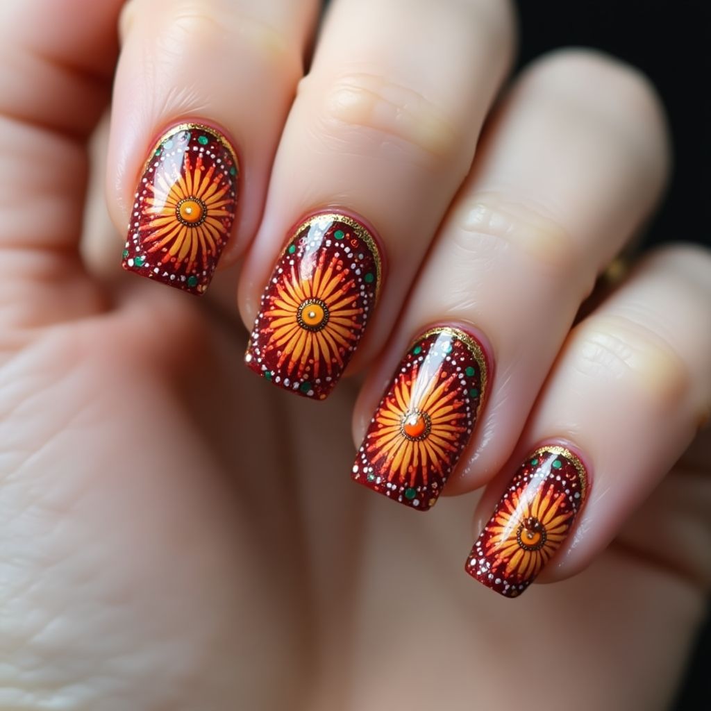 Diwali Dotting Nail Design