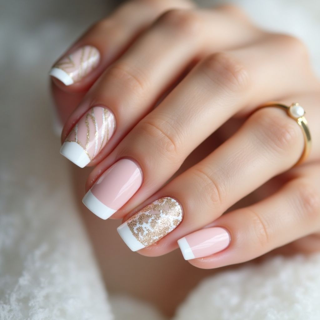 Wedding Stripes And Lines Nail Design