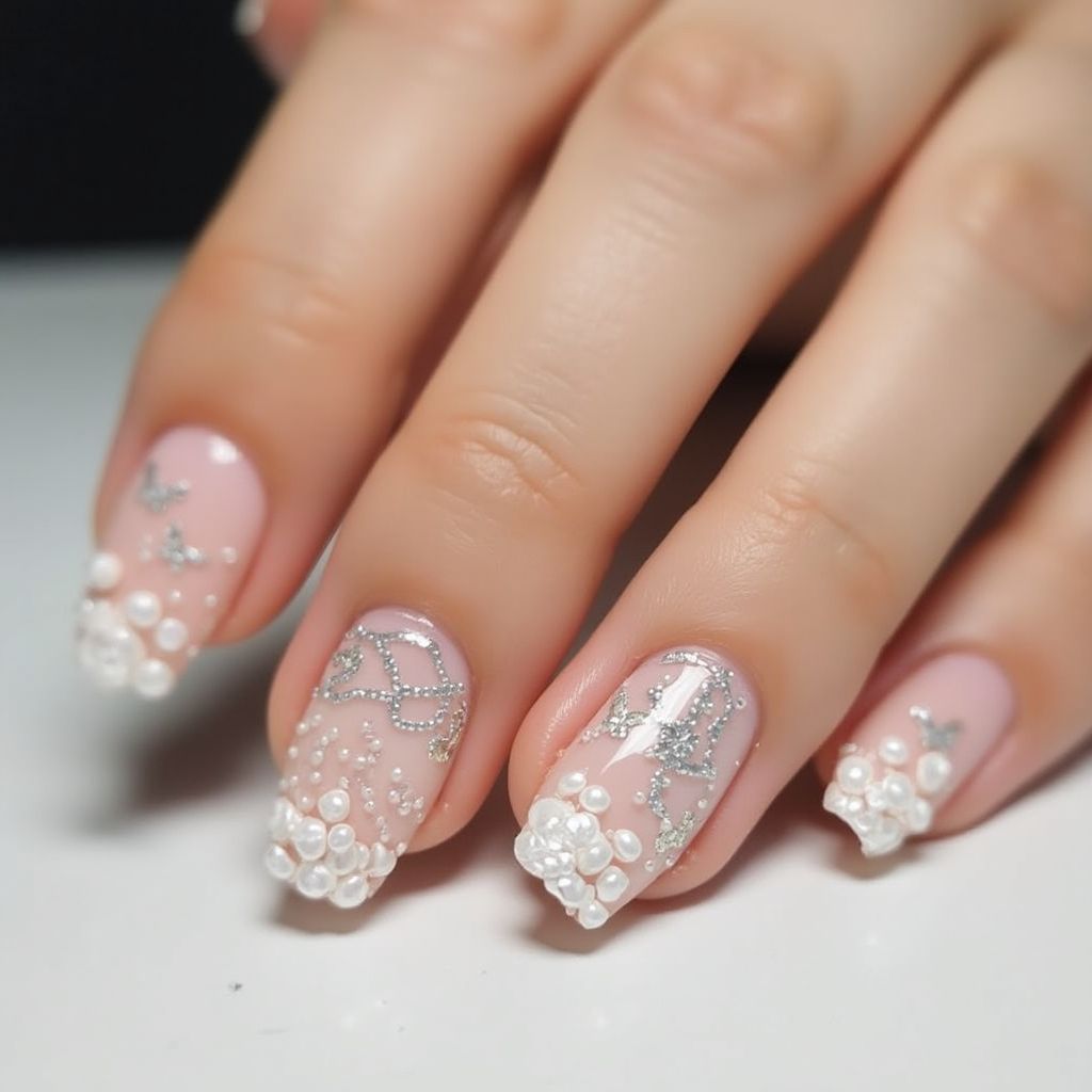 Wedding Freehand Art Nail Design