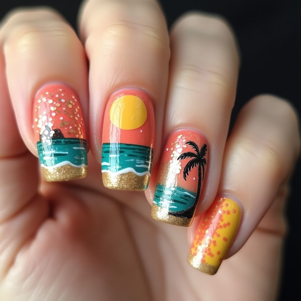Vacation Dotting Nail Design
