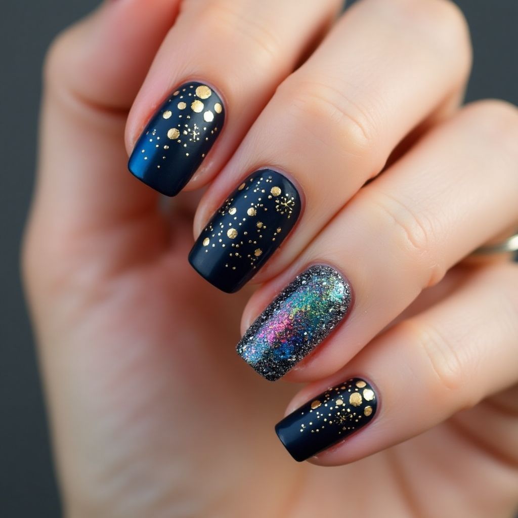 New Year Dotting Nail Design