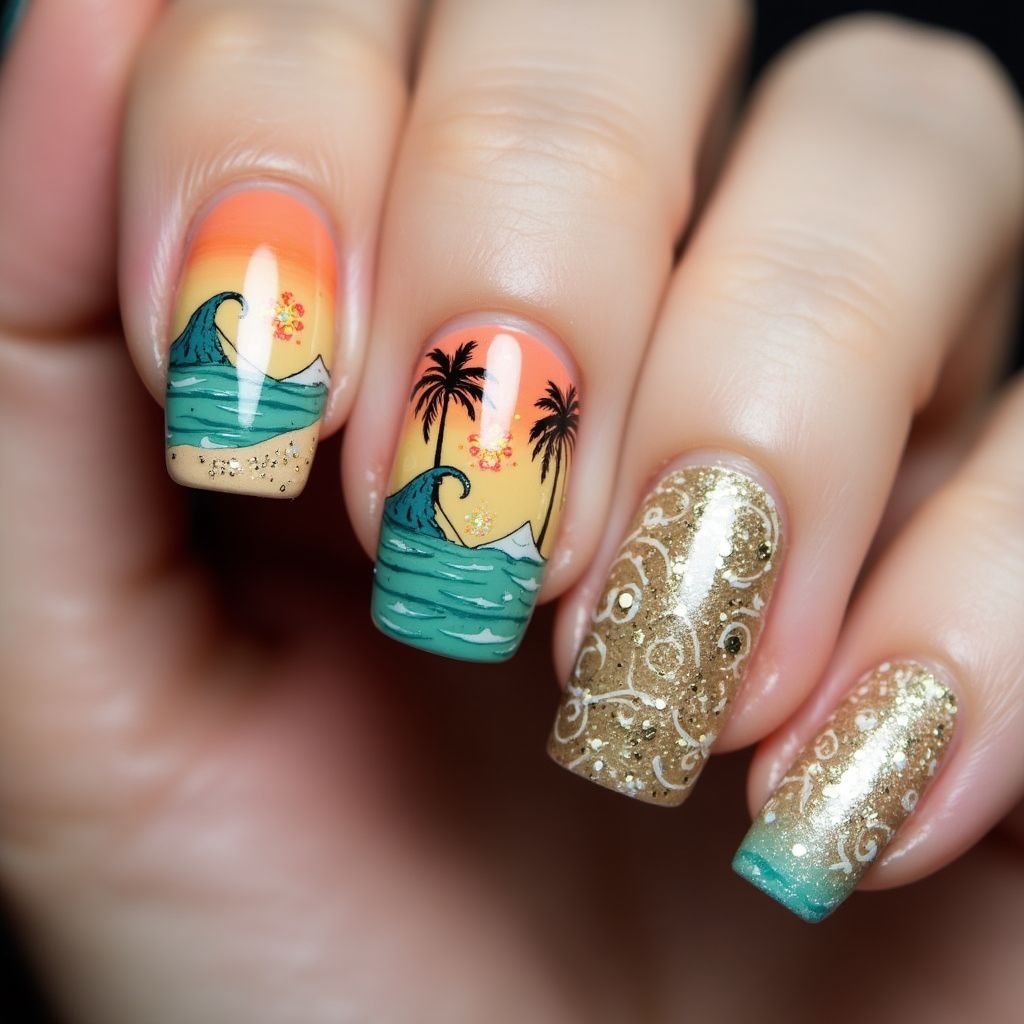 Cruise Freehand Art Nail Design