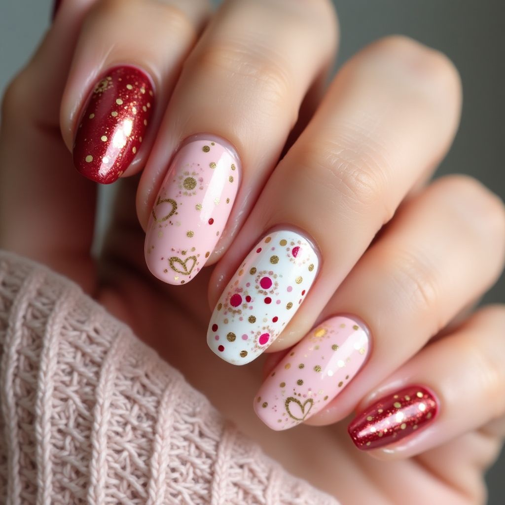 Anniversary Dotting Nail Design