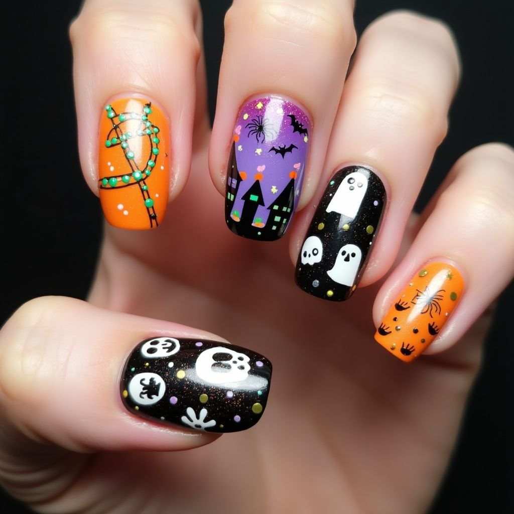 Halloween Dotting Nail Design