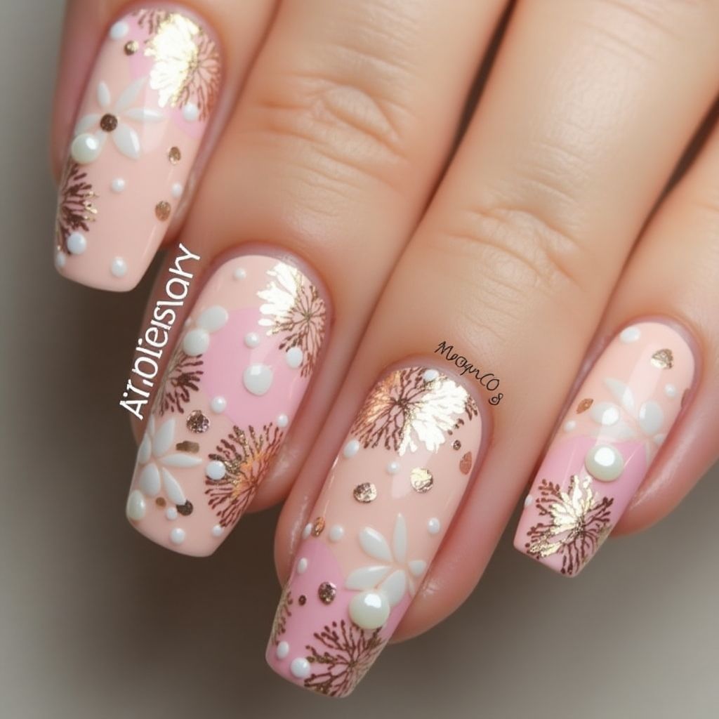 Anniversary Freehand Art Nail Design