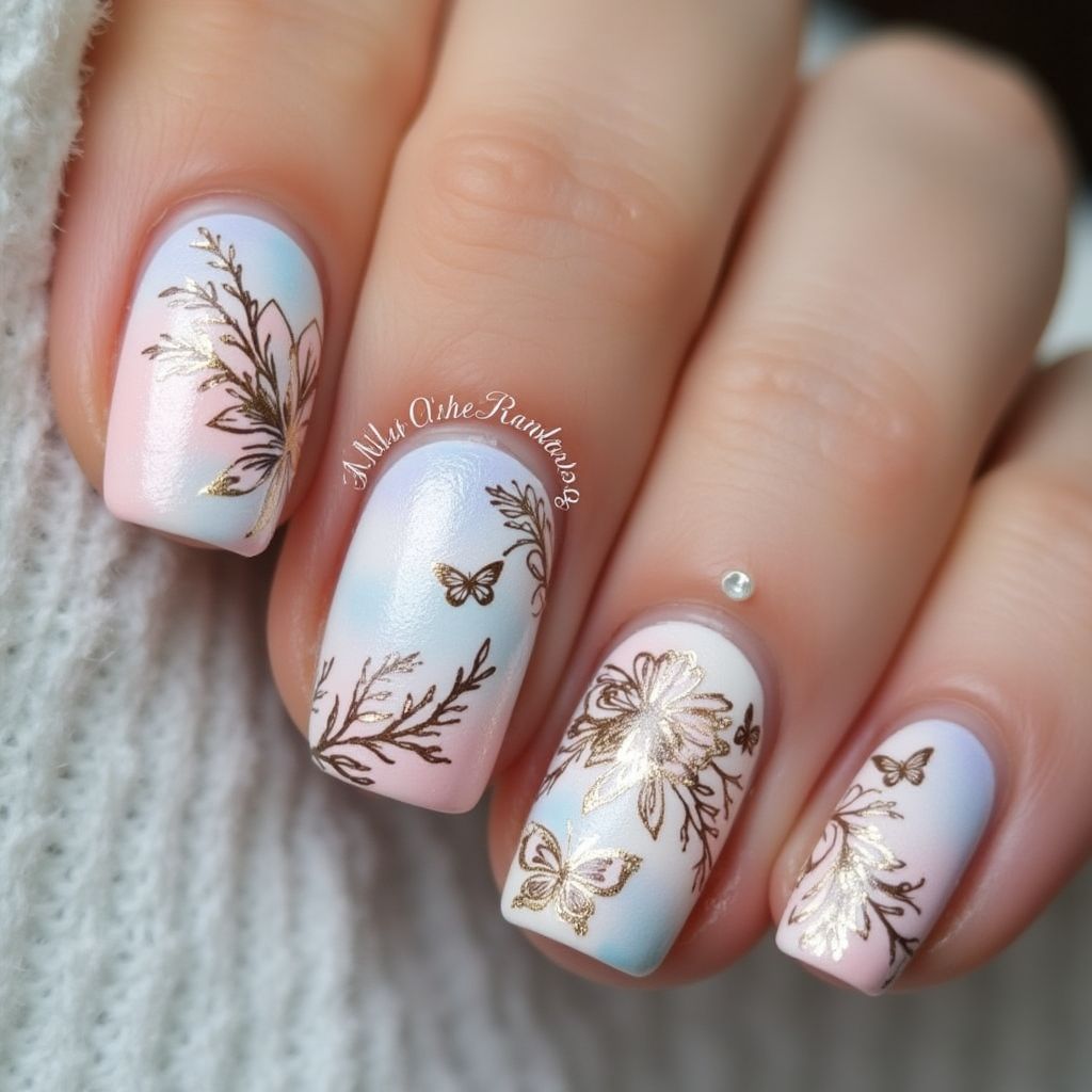 Mother's Day Freehand Art Nail Design