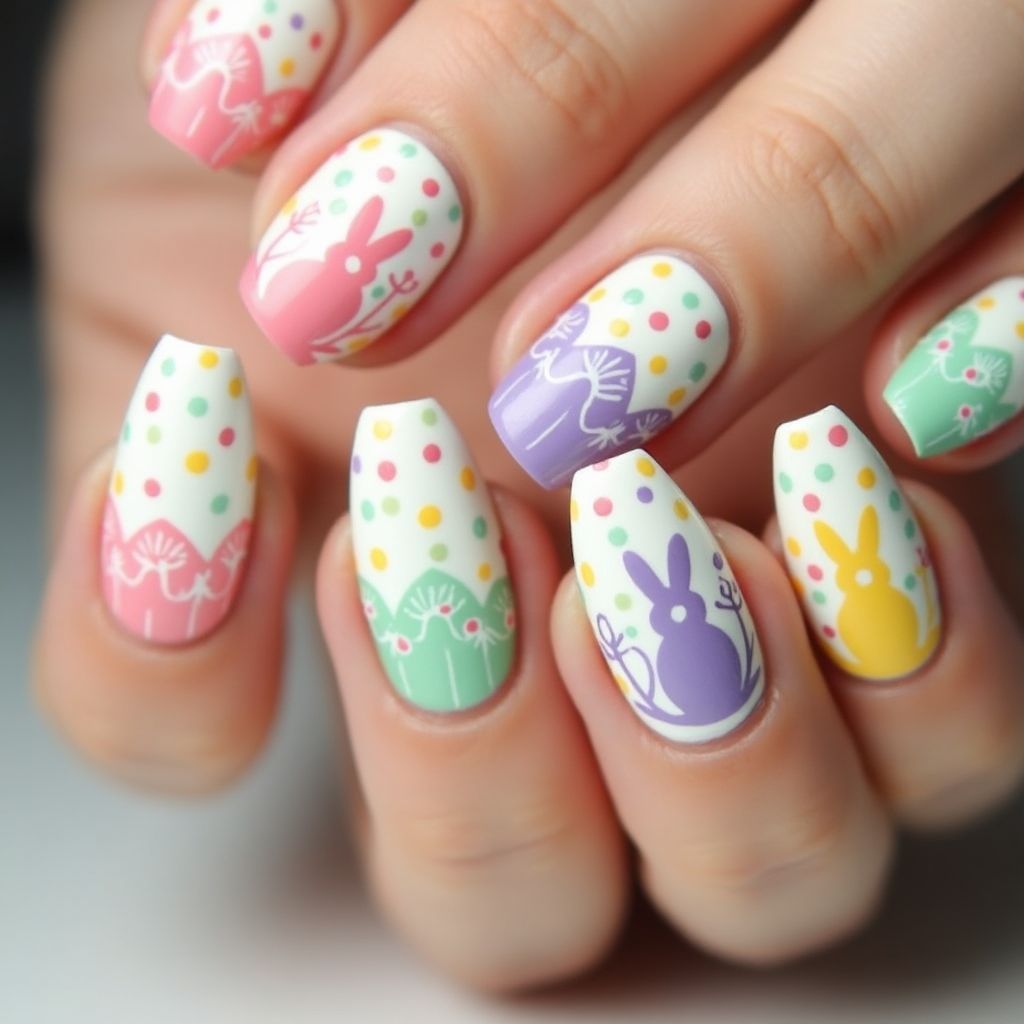 Easter Dotting Nail Design