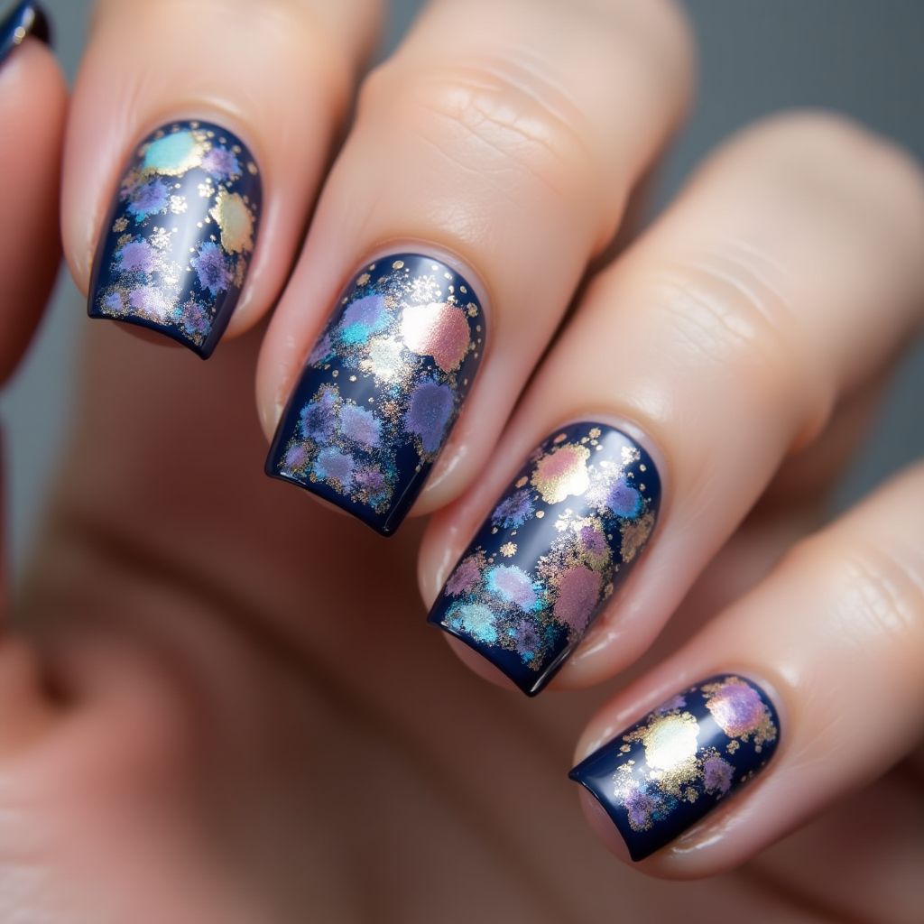 Magnetic Polish Square Nail Design