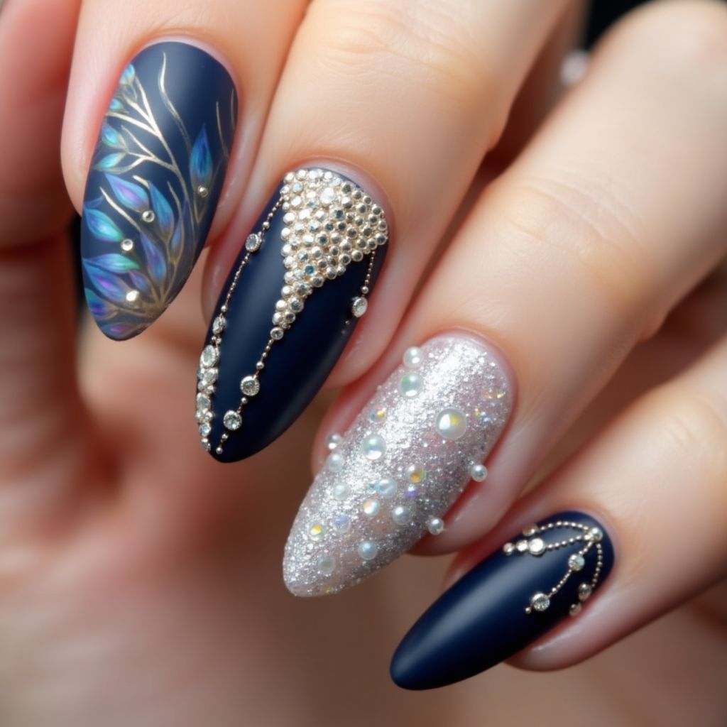 Caviar Beads Stiletto Nail Design
