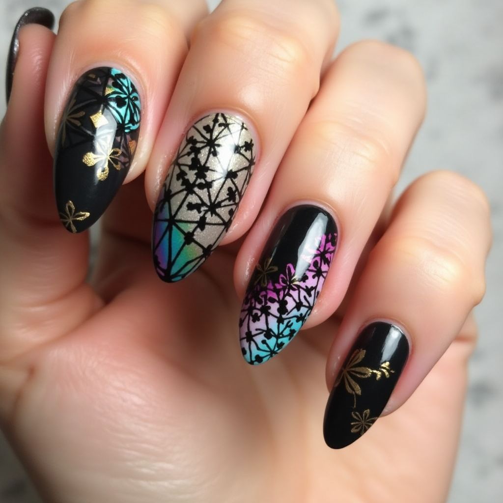 Almond Nail Vinyls Nail Design