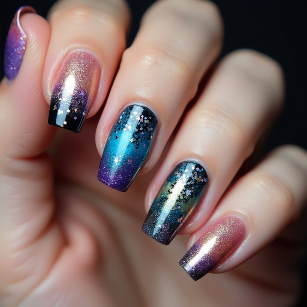 Coffin Color Changing Polish Nail Design
