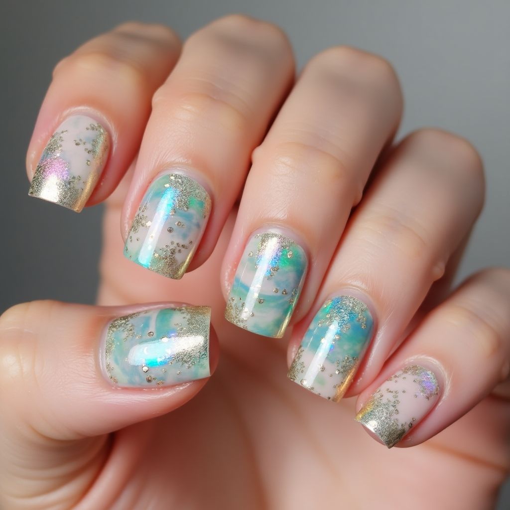 Square Color Changing Polish Nail Design