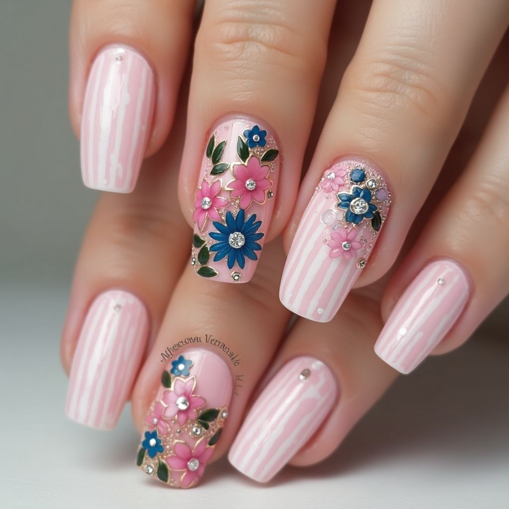 3d Nail Decor Square Nail Design