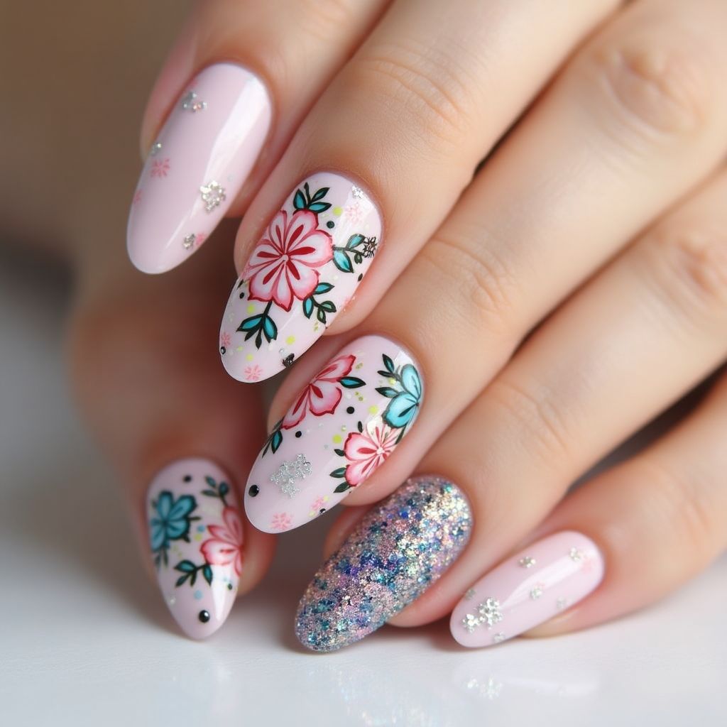 Almond Stamping Plates Nail Design