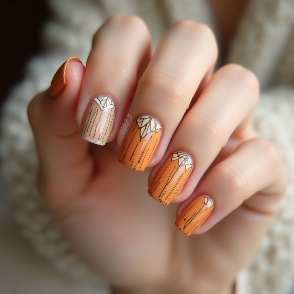 Orangewood Sticks Square Nail Design
