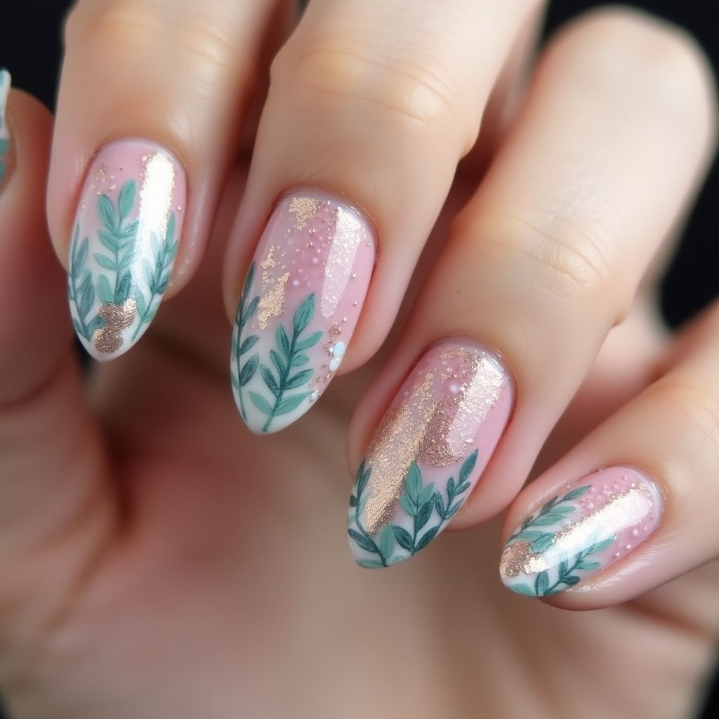 Almond Acrylic Colors Nail Design
