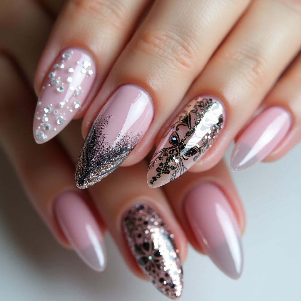 Stiletto Gel Polish Nail Design