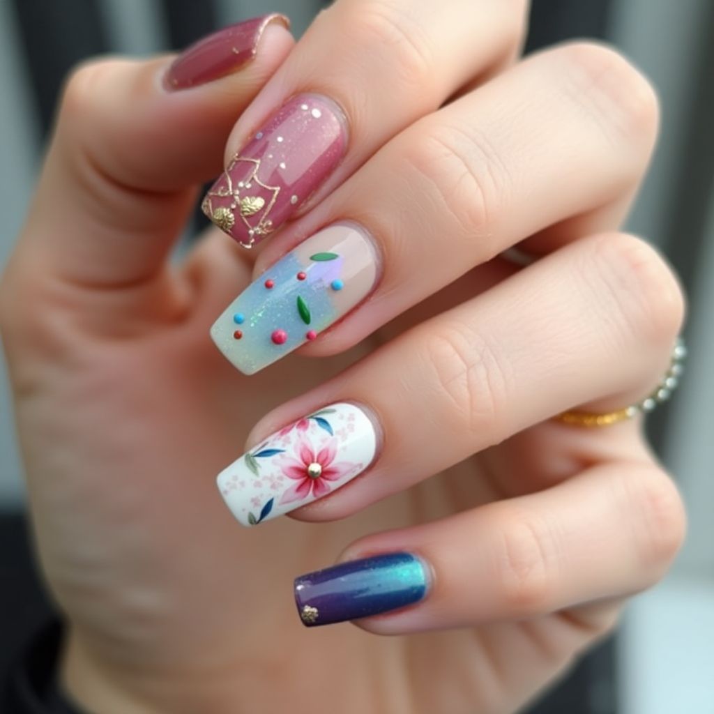 Base Coat Round Nail Design