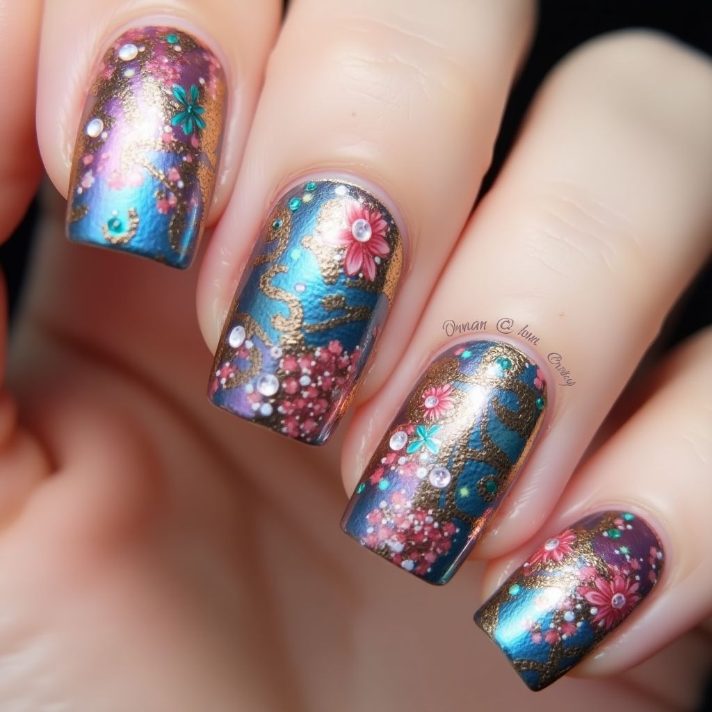 Square 3d Nail Decor Nail Design