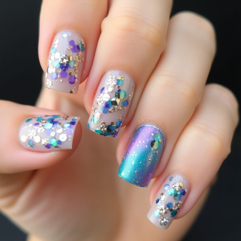 Square Poly Gel Nail Design