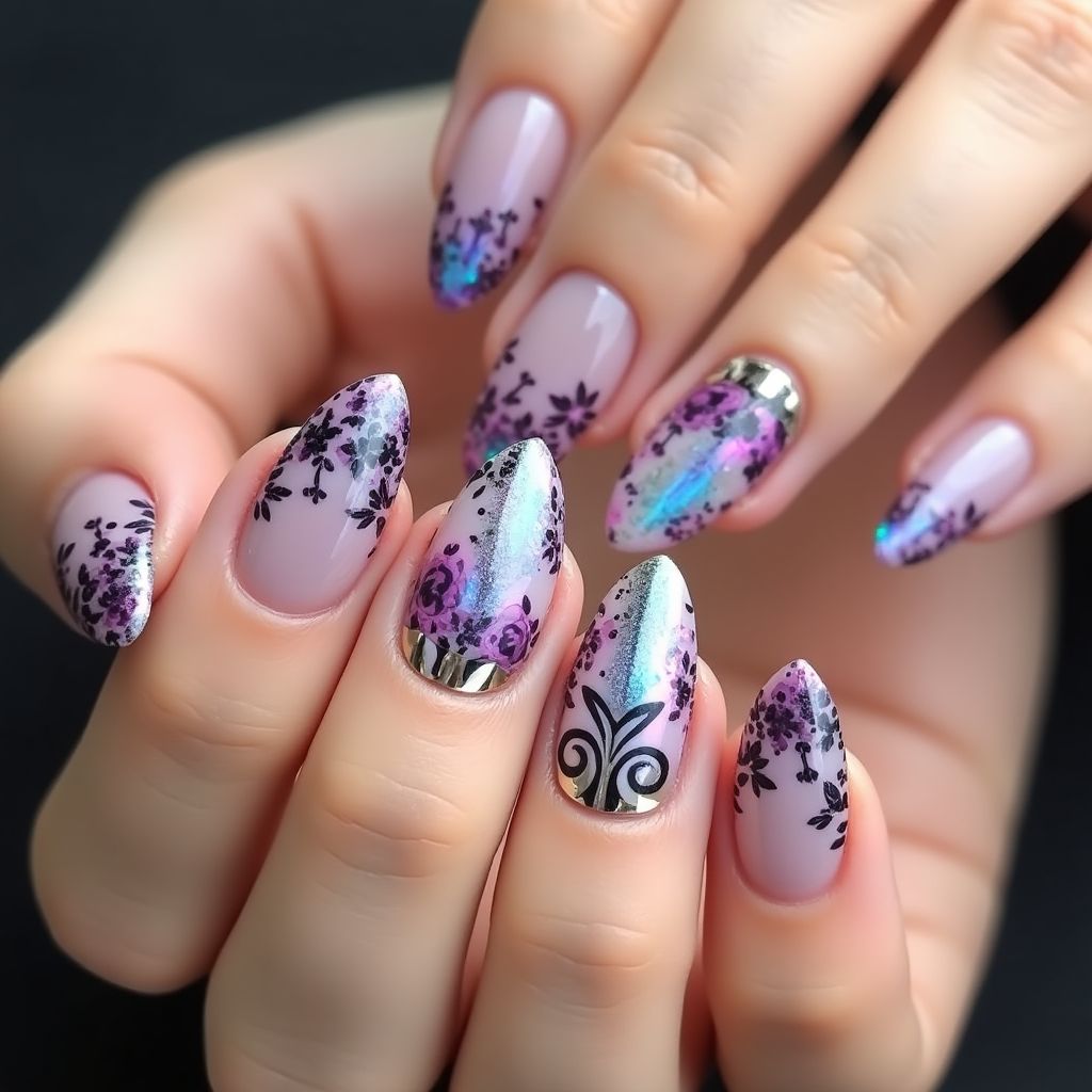 Stiletto Gel Polish Nail Design