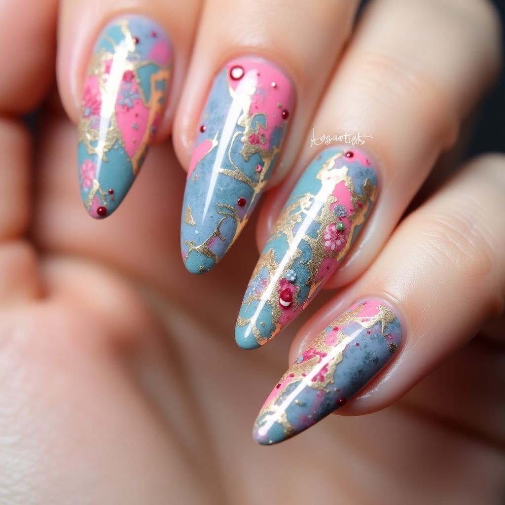 Wax Pencils Stiletto Nail Design