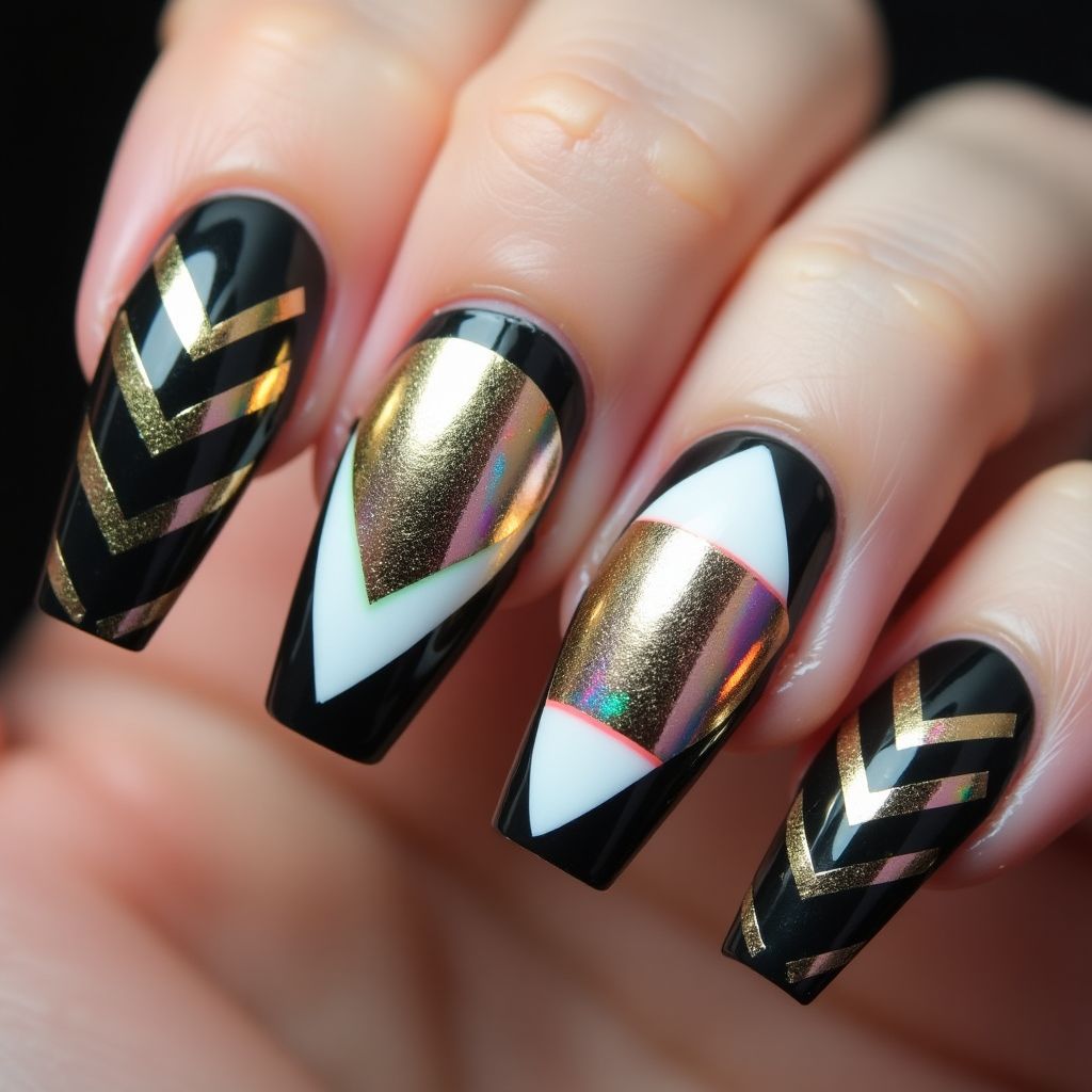 Coffin Striping Tape Nail Design