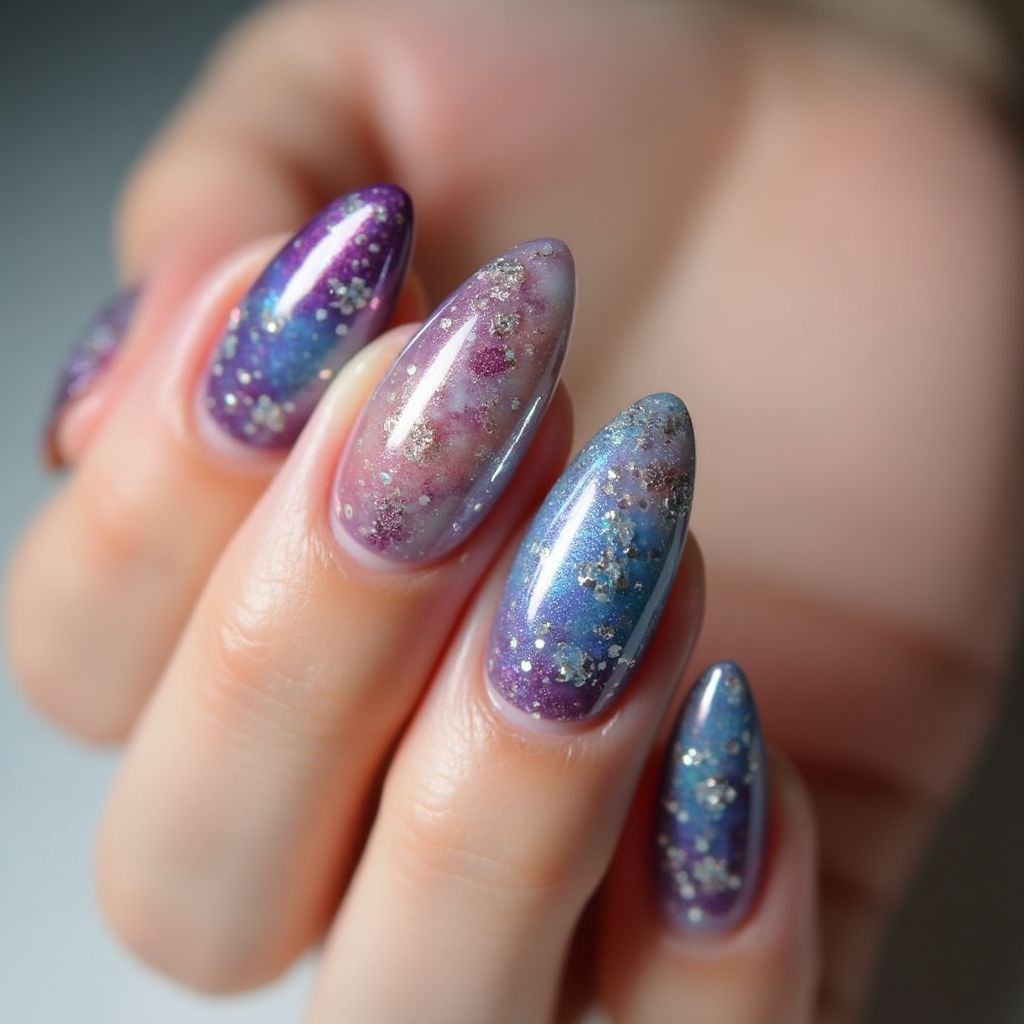 Almond Color Changing Polish Nail Design