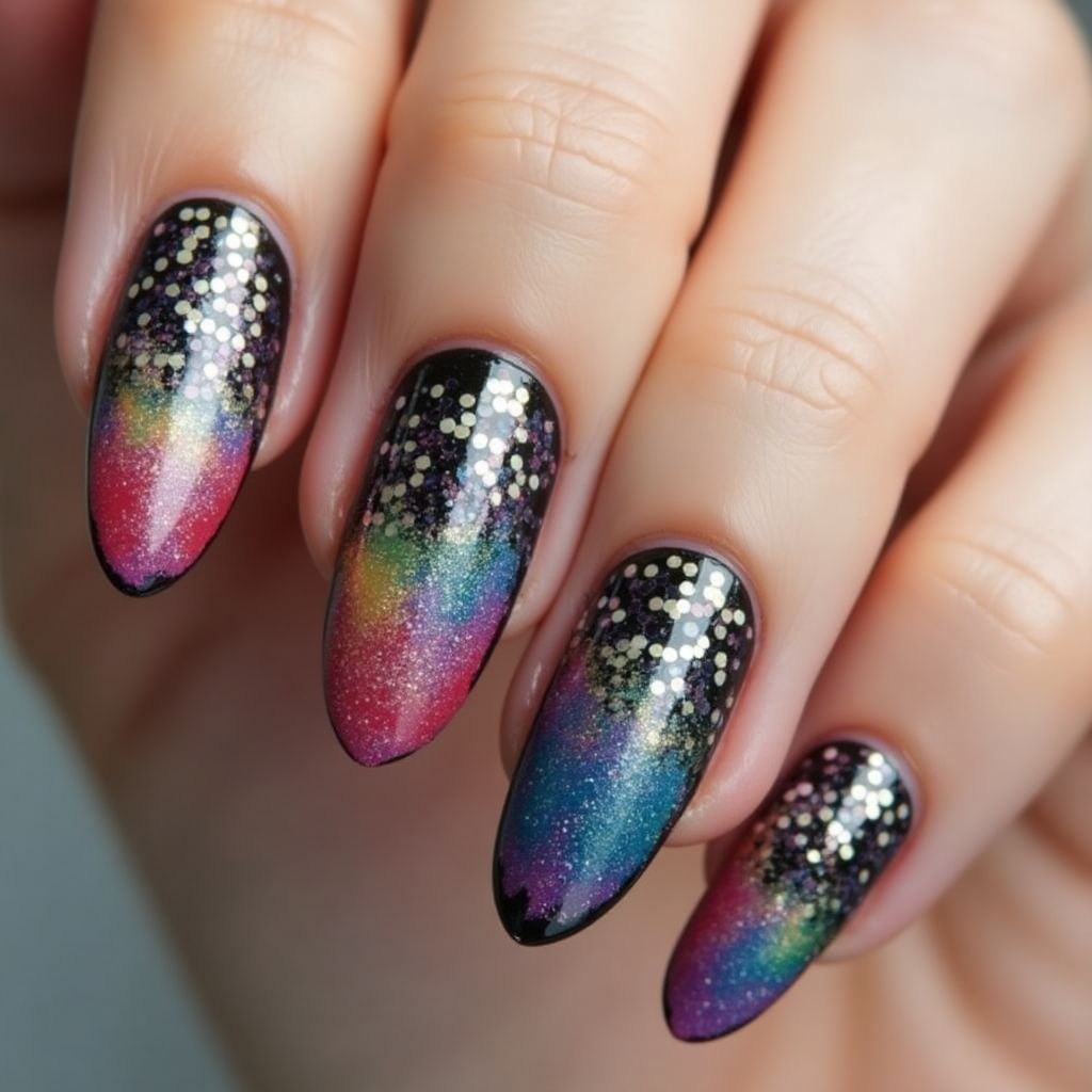 Stiletto Caviar Beads Nail Design