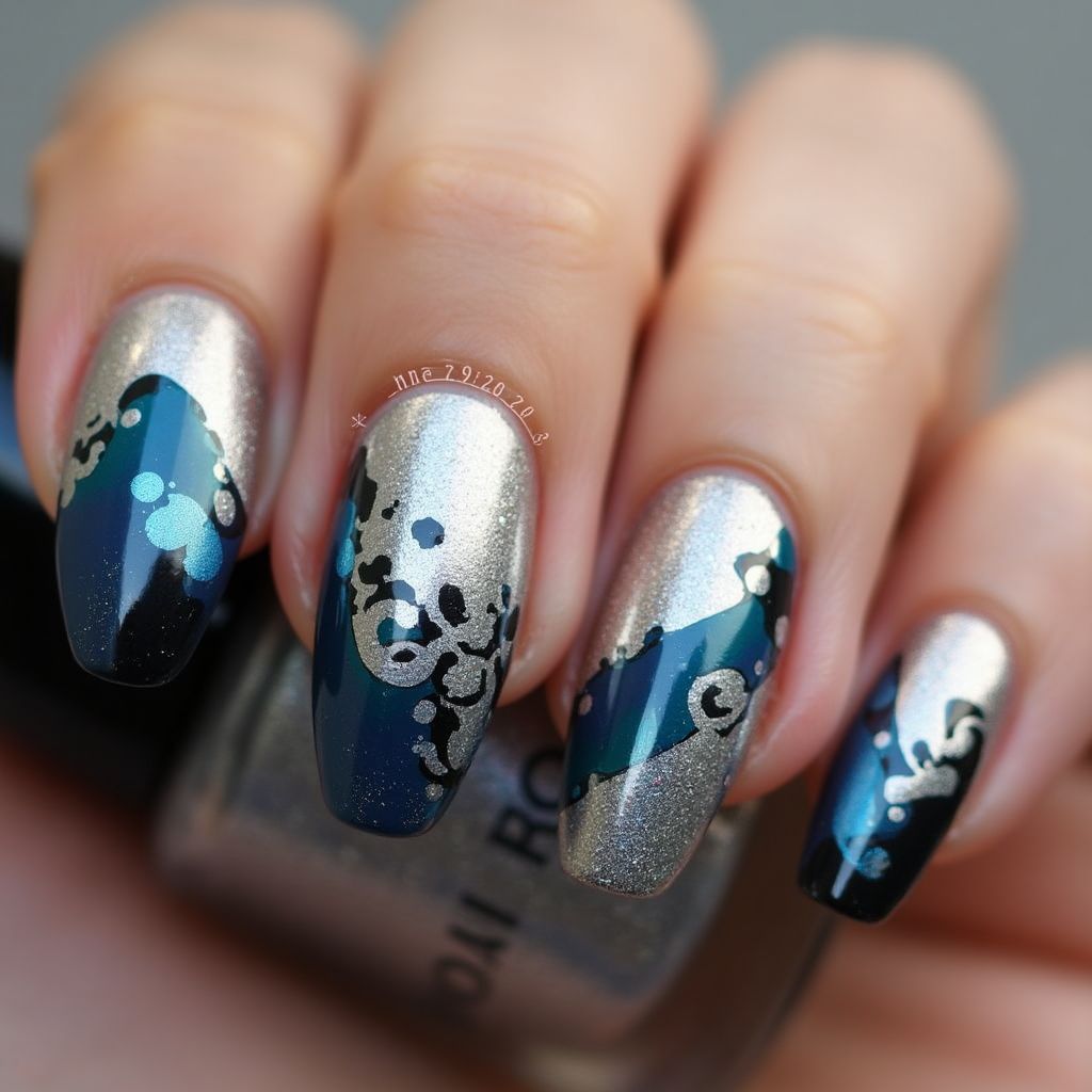 Chrome Powder Stiletto Nail Design