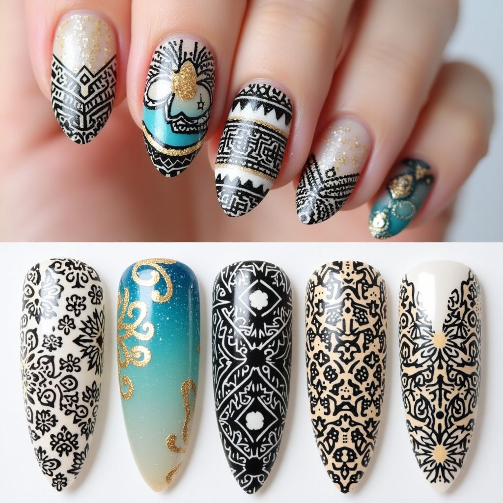 Round Stamping Plates Nail Design