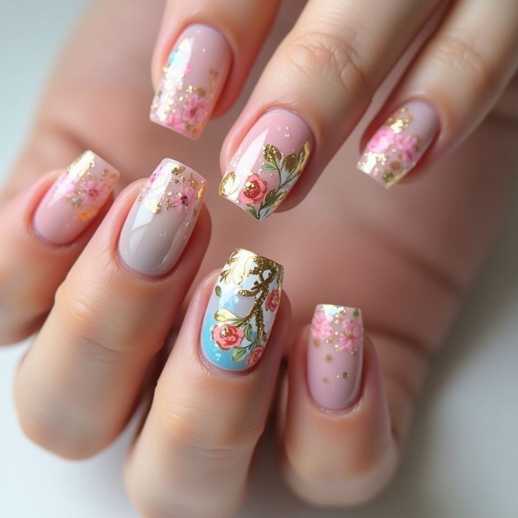 Square Nail Glue Nail Design