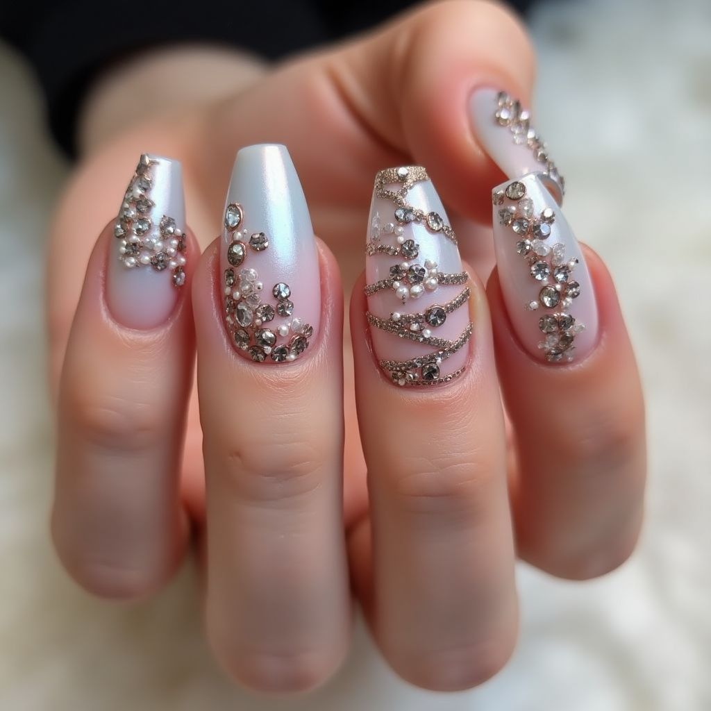 Coffin Rhinestones Nail Design