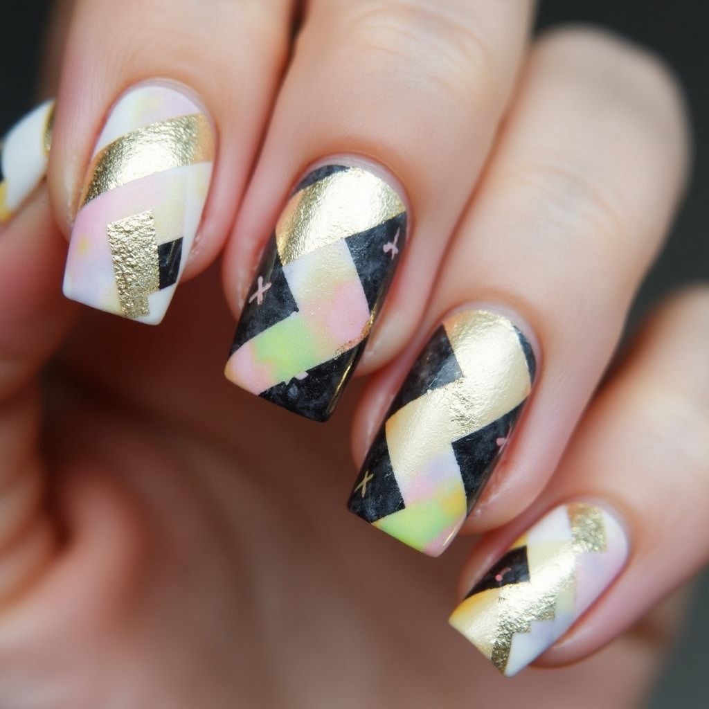 Striping Tape Square Nail Design