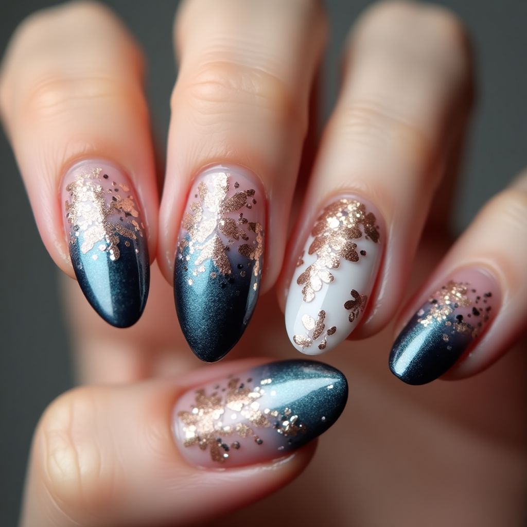 Stiletto Glitter Powder Nail Design